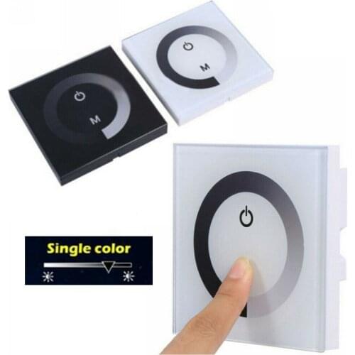 12V-24V Touch Switch Black Glass Panel Switch LED Light Dimmer Controller UK/EU Wall Mounted Switch
