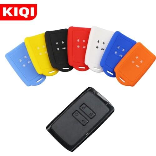 Silicone Rubber Car Key Case Cover For Renault Koleos Samsung QM6 2016 - 2020 4 Button Card Smart Key Case Cover With Hole