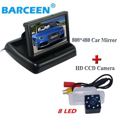4.3" lcd foldable display car monitor hd with night vision car backup camera 8 led for Ford-focus hatchback MONDEO Fiesta