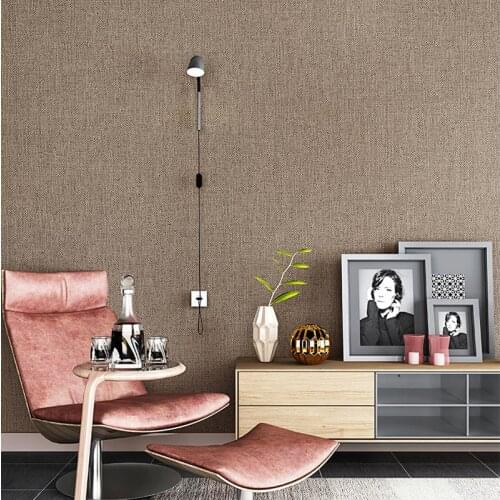 Modern Brief Plain Solid Wallpaper PVC Living Room Bedroom Linen Texture Wall Paper Waterproof Washable