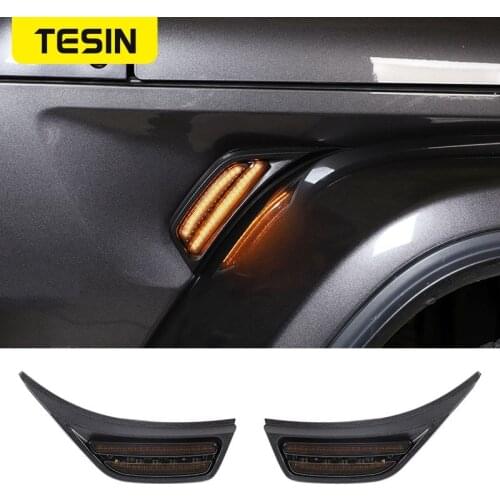 TESIN Interior Mouldings Car Front Fender Retrofit LED Lamp LED Strip Light Decoration Accessories for Jeep Wrangler JL 2018