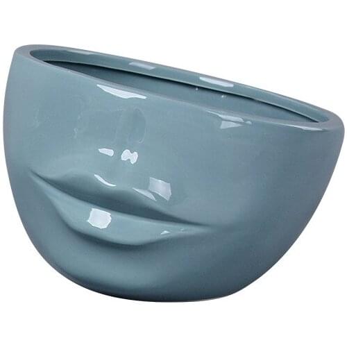 Creative Human Face Mouth Ceramic Art Flower Pot Home Green Plant Succulent Flower Decoration Vase Flower Pot Home Decoration