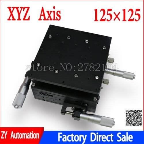 XYZ Axis Trimming Station Manual Displacement Platform Linear Stage Sliding Table 125*125mm XYZ125LM-2 147N double cross rail