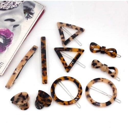 Women Acrylic Acetate Hair Clips Hairpins Leopard Print Rectangular Geometry Barrettes Girls Accessories