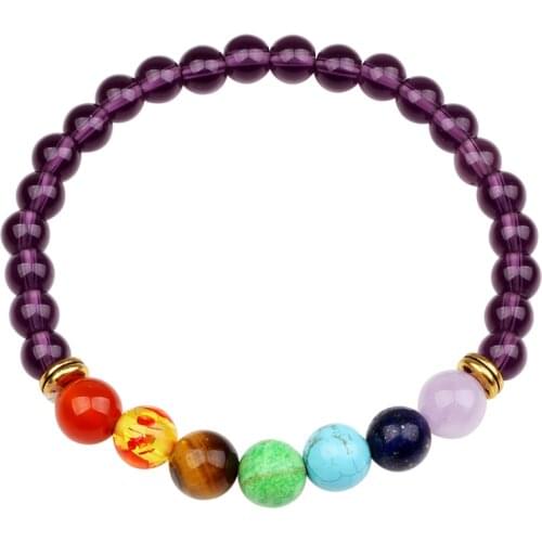 6mm Natural Stone Man Bracelet Purple Crystal Ball Bracelets Bangles for Women Colourful Beads Bracelets Jewelry Gifts