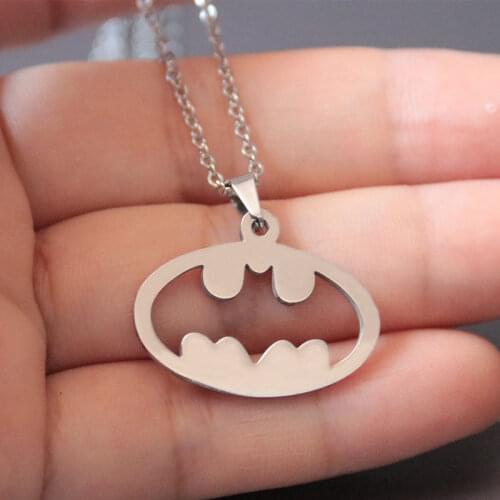 1pc Hollow Bat Solid Bat Stainless Steel Necklace Couples Family Pendants Necklaces Women Kids Love Fashion Memorial Jewelry