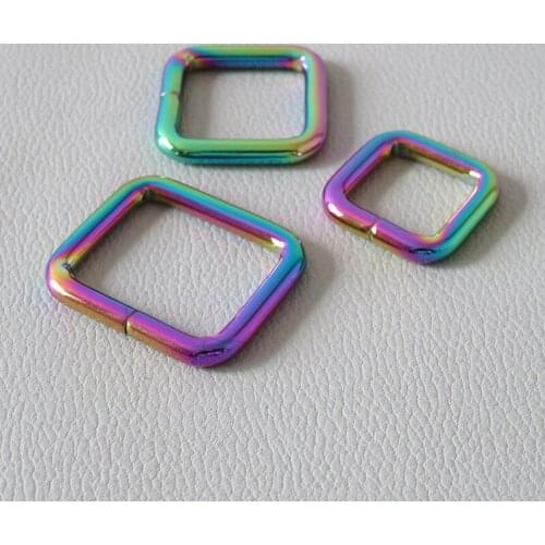 1Pcs Rainbow Metal Rectangle Square Ring Buckle Hardware Clasp Dog Collar Leash Leads Loop Bag Backpack Belt Straps Accessories