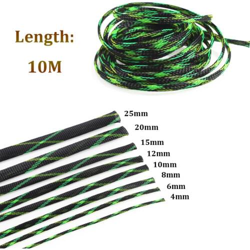 10M Insulation Braided Sleeve 2/4/6/8/10/12/15/20/25mm PET Cable Protection Wire Gland Cables Expandable Braided Sleeving Cables