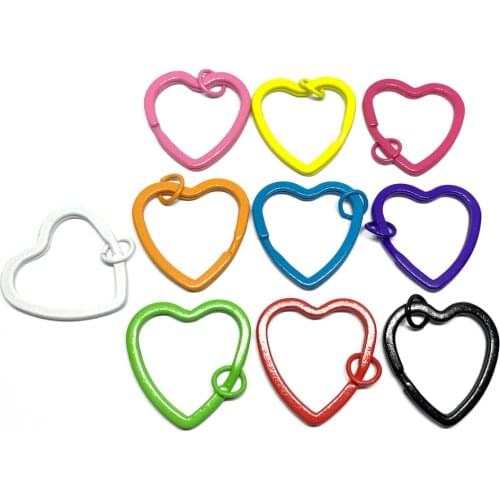 10pc/lot Heart shape colorful DIY Metal Key Holder Split Rings Unisex Keyring Keychain Accessories Keychain Making Accessories