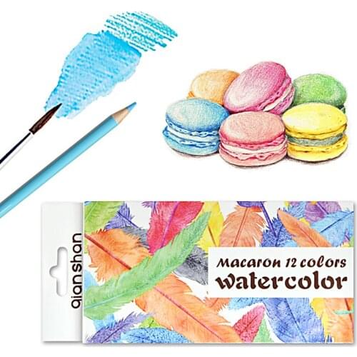 12 Macaron Colors Watercolor Pencils - Water Soluble Pre-sharpened Wooden Colored Pencil Set for Adults Coloring Books Drawing