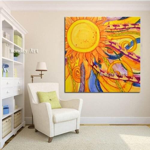 Abstract painting handmade modern wall art canvas pictures large sun painting wall painting wall decor painting for living room