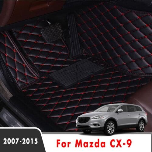 Car Floor Mats For Mazda CX-9 CX9 2015 2014 2013 2012 2011 2010 2009 2008 2007 5 seats Auto Leather Carpets Waterproof Protect