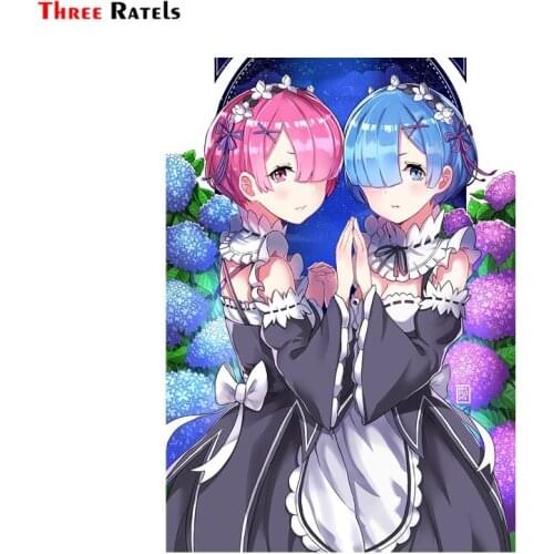 Three Ratels FC665 RE zero rem and ram anime girls Car decoration Stickers vinyl laptop decal