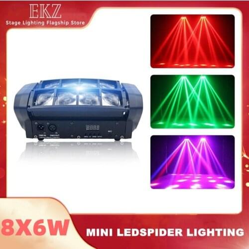 Free Shipping High Quality 8X6W RGBW Mini Led Spider Light DMX512 Moving Head Lights For Dj Stage Club Disco KTV Party