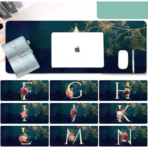 Large Gaming Mousepad Waterproof PU Leather Letter Pattern Mouse Mat Office Desktop Laptop Big Mouse Mat