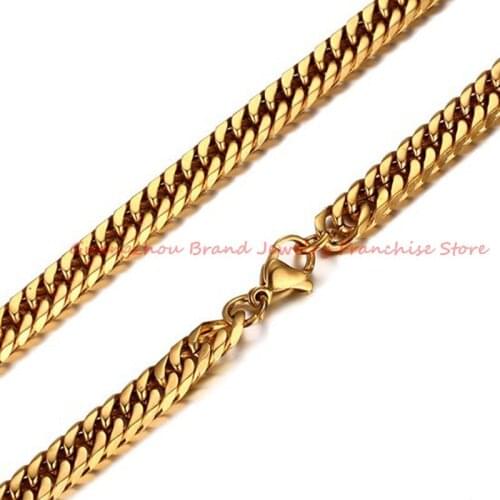 9mm wide 7-40" Fashion Cute Cuban Curb Chains Gold color 316L Stainless Steel Necklace Gift