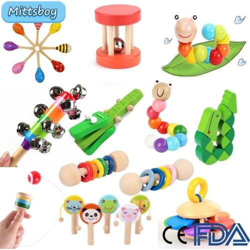 1Pcs Wooden Toy Animal Clapper Montessori Educational Alligator Caterpillar 3D Sensory Jigsaw Brain Training Early Learning Toys