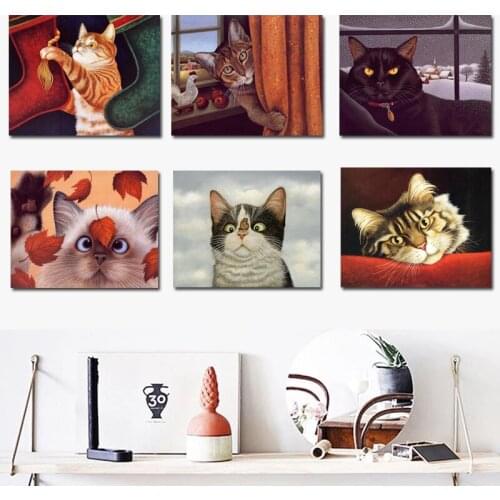 Lowell Herrero Cute Kitten Cuadros Canvas Painting Prints Living Room Home Decor Modern Wall Art Oil Painting Posters Pictures