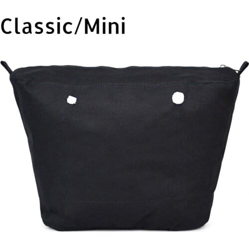 Inner Lining Insert Zipper Pocket for Classic Mini Obag Canvas Insert with Inner Waterproof Coating for O Bag