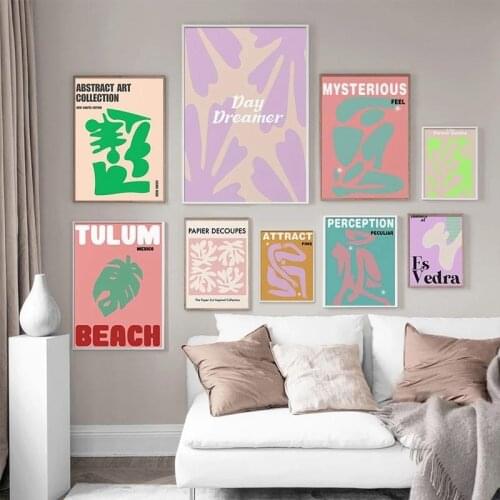 Mexico Ibiza Mykonos Colorful Monstera Nordic Poster Abstract Canvas Painting and Prints Wall Art for Pictures Living Room Decor