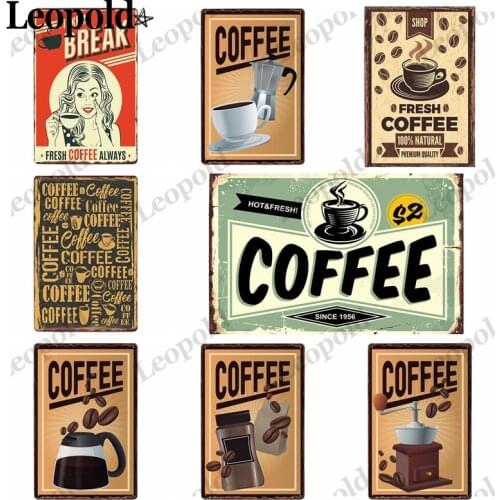 Metal Tin Poster Coffee Letter Card Board Wall Art Coffee Machine Metal Sign Vintage Bar Cafe Home Decoration 20X30Cm