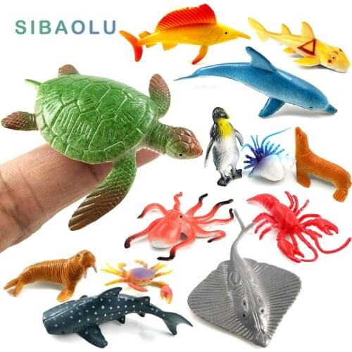 Simulation Small Size Sea Life animal Models figurine set Toys PVC Fish Whales Sharks Fish Turtles Dolphins Penguins Toys Gifts