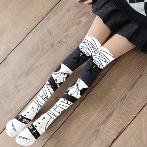 Fashion Printed Stockings Stuff Female Thigh High Nylon Stockings Women Fashion Harajuku Long Stockings Ladies Thin Stocking New