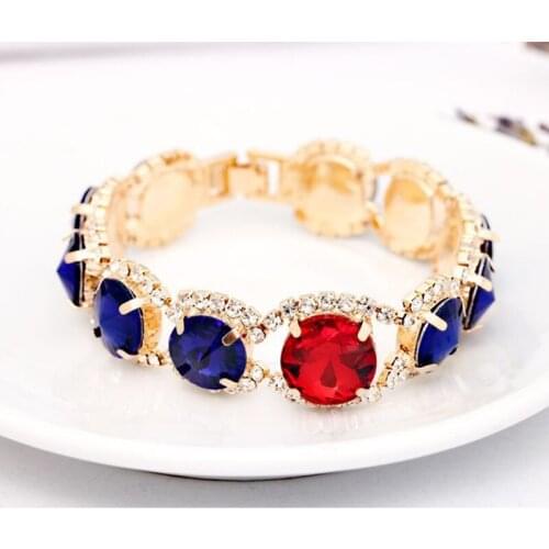 2015 fashion jewelry manufacturers selling sparkling rhinestone circular crystal color combination bracelet B036