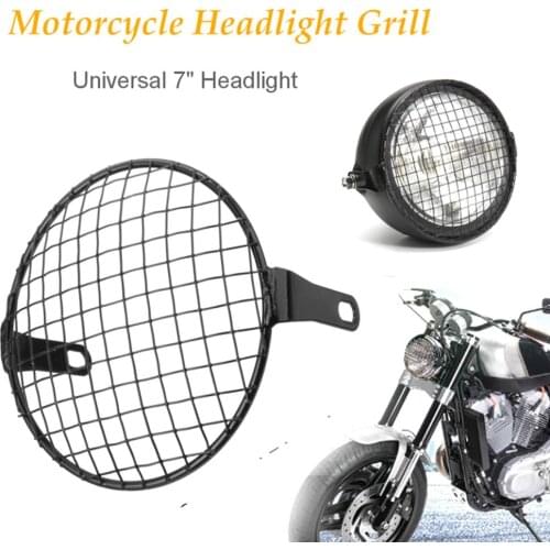 Motorcycle LED Headlight Angel Eye HeadLamp Bracket Mesh Grill Cover Mask Protector For Harley Honda GN 125 CG125 Suzuki Yamaha