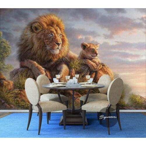 Bacal Lion Tiger Animal 3D Papel Mural Wallpaper for Living room Sofa Background 3d Wall Photo Murals Wall paper 3d Wall Sticker
