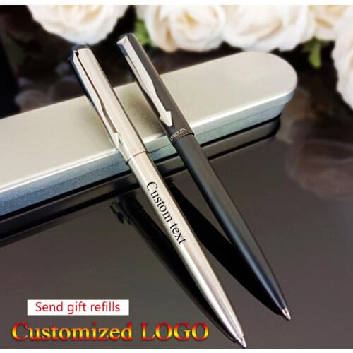 STOHOLEE All Metal Pen Black Silver Ballpoint Pen Stationery School Office Supplies Roller Ballpoint Pen Writing Pens