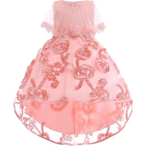 Girls Dresses 2019 Flower Elegant Tail Dress Three-dimensional Hollow Clipping Dress Birthday Childrens Costumes Kids Clothing