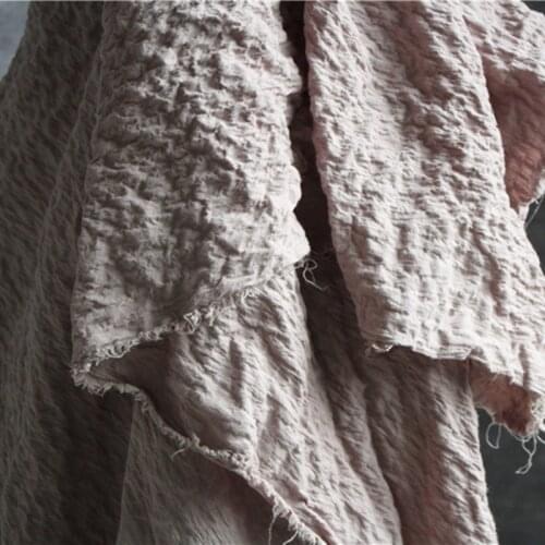 Retro Cotton Linen Crepe Pleated Fabric Creative DIY Clothes Patchwork Decor Dress Designer Fabric 50*135cm