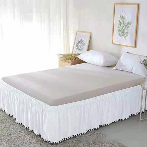 Bed Skirt White Wrap Around Elastic Bed Shirts Without Bed Surface Bed Skirts Twin/Full/Queen/King 40cm Height Home Hotel Use