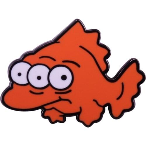 Red Mutated Goldfish Lapel Brooch Environmental Warning Collection Badge