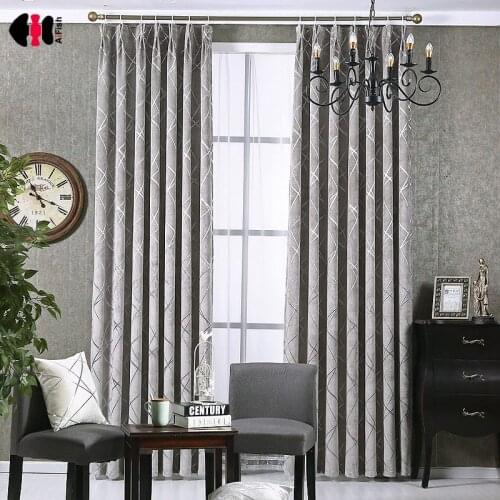 Luxury European Curtains Thick Cloth Silver Stripe Print Ready Made Window Curtain Blind Ceiling Living Room WP293C