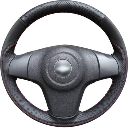 Hand Sew Black Genuine Leather Suede Car Steering Wheel Cover for Chevrolet Niva 3-Spoke Lada Niva Opel Vauxhall Corsa D 2006