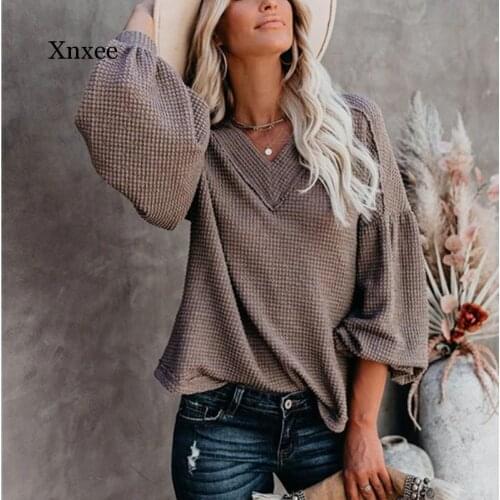 Spring Autumn V Neck Patchwork Hooded Sweater Women Casual Long Sleeve Knitted Sweater Top Winter Soild Pullover Jumpers Blouses