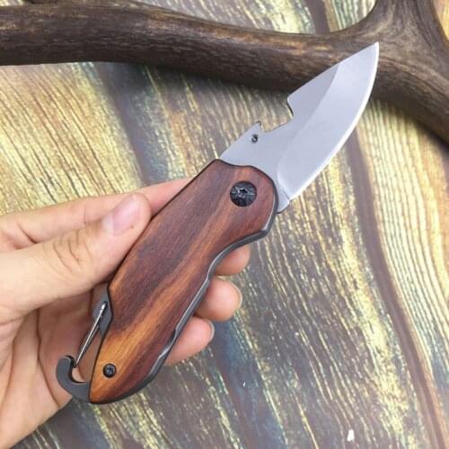 Free shipping X48 Titanium Folding Knife Wood Handle Survival Tactical Pocket Knife Small Camping Knives EDC Tools