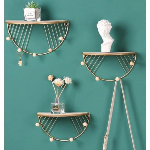 Homelily Modern Simple Iron Hook Wall Shelf Home Decor Living Room Wall Shelves Decorative Nordic Creative Floating Shelf