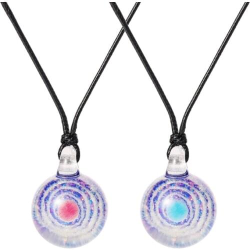 Glass Galaxies Pendant Necklace Universe Nebula Space Cosmos Glass Ball Jewelry