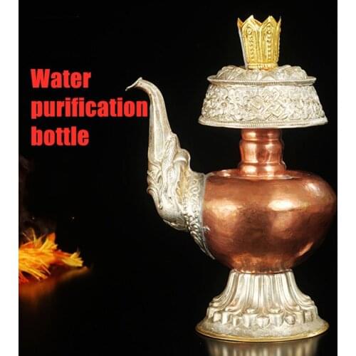Tantric Buddhist Water Purification Bottle Alloy Handicraft Auspicious Tibetan Tribute Buddhism Home Gift Indoor Decorative