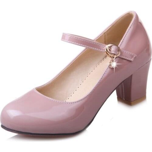 Big Size ladies high heels women shoes woman pumps Round-head water drill Pendant with one-word buckle