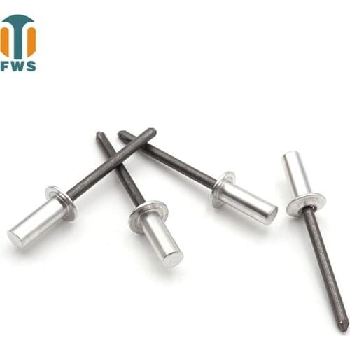 100 PCS M3.2 DIN EN ISO 15973 GB /T 12615.1 Aluminum Steel Closed End Blind Rivets With Break Pull Mandrel Protruding Head