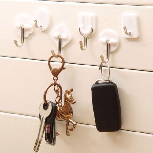 10 Pcs Set Kitchen Bathroom Plastic Adhesive Hook Wall Sticky Mount Hanger Rack