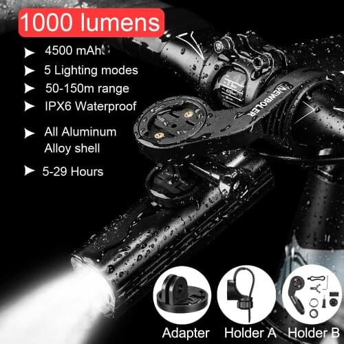 1000 Lumens Bike Light Hoisting Headlights Multifunctional Holder Powerful Flash Light USB Rechargeable Led Bicycle Front Light
