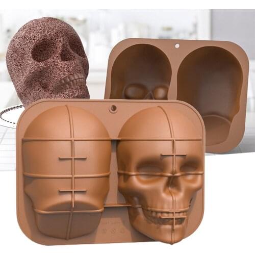 Unique Design Baking Mold Large Realistic Silicone Skull Cake Mould DIY Baking Cake Mold for Halloween Gifts TSL1