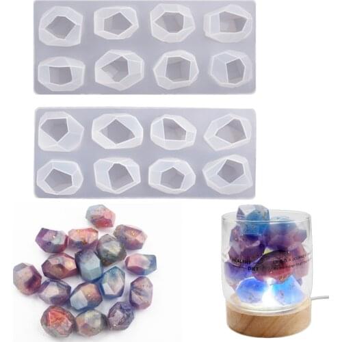 2021 Irregular Gem Silicone Mold Epoxy Resin Geometry Gemstone Mold Ore Night Light Clay DIY Jewelry Mould Craft Making Supplies