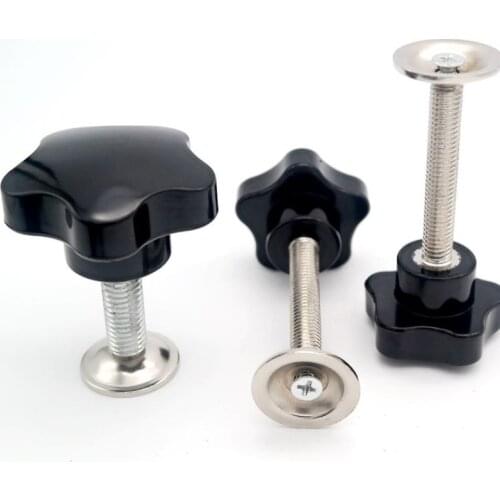 5PCS/LOT M10 Male Thread Star Knob Clamp With Plate Bakelite 40mm Head Plum Tighten Nuts Handle Mechanical Black Thumb Nut