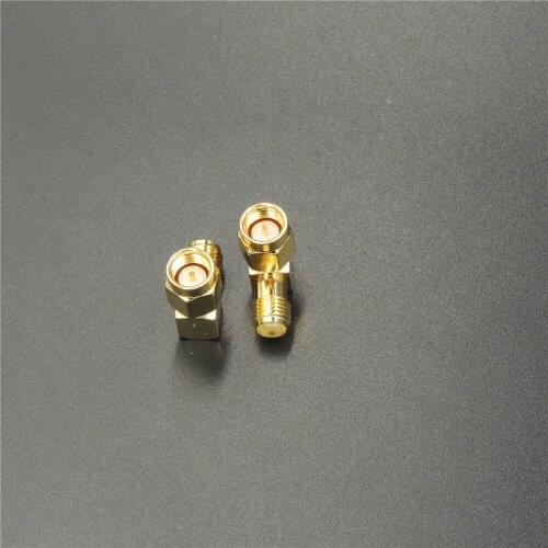 50 pcs gold SMA male to female adapter jack right angle in series RF coaxial connector